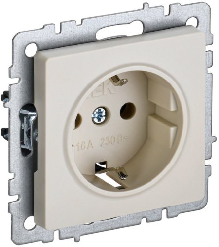 Розетка с заземлением без рамки IEK Brite РС11-1-0-БрКр 1-м. бежевый картинка